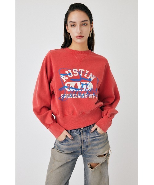 MOUSSY（マウジー）の「AUSTIN GOOD OLD プルオーバー（スウェット・レディース・レッド/ライトブラック/杢グレー・FREE）」の11枚目の写真