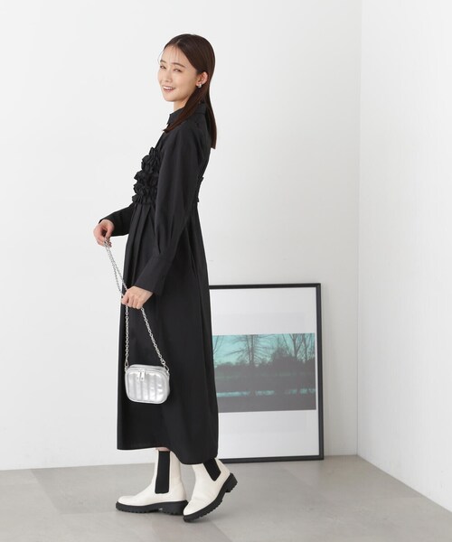 N.（N. Natural Beauty Basic）（エヌエヌナチュラルビューティーベーシック）の「◆ラッフルバンドゥ付きシャツワンピース（ワンピース・レディース・ブラック/ストライプ・MEDIUM）」の19枚目の写真