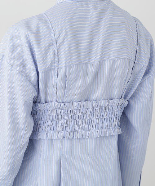 N.（N. Natural Beauty Basic）（エヌエヌナチュラルビューティーベーシック）の「◆ラッフルバンドゥ付きシャツワンピース（ワンピース・レディース・ブラック/ストライプ・MEDIUM）」の21枚目の写真