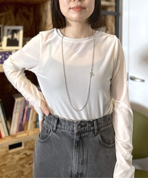 LEPSIM（レプシィム）の「2WAYシアーベロアプルオーバー　102008（Tシャツ/カットソー・レディース・ライトグリーン/ネイビー/アイボリー・FREE）」の2枚目の写真