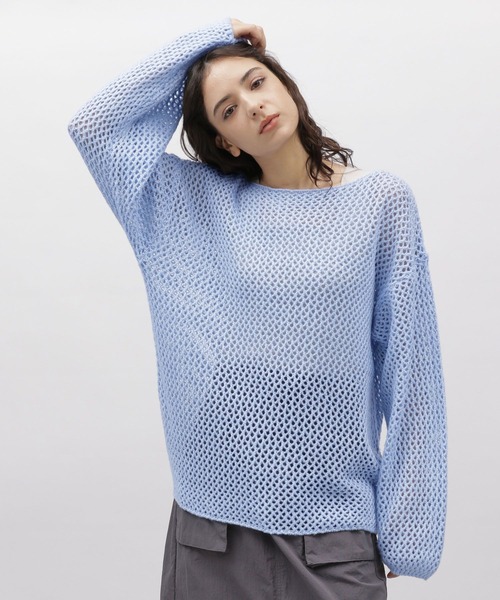 LAKOLE(ラコレ)の「5ゲージラメメッシュプルオーバー / 103597(ニット/セーター・レディース・オレンジ/グレー/ライトブルー・SMALL/MEDIUM)」の3枚目の写真