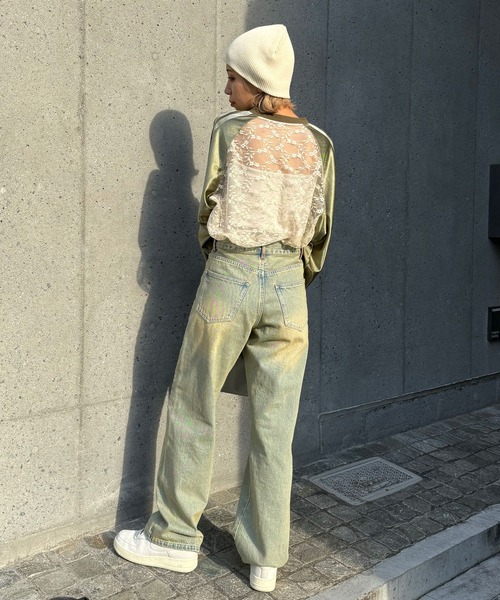 CIAOPANIC(チャオパニック)の「オーバーダイセンターラインフリンジストレートデニムパンツ(デニムパンツ・レディース・サックスブルー・MEDIUM/SMALL/X-SMALL)」の9枚目の写真