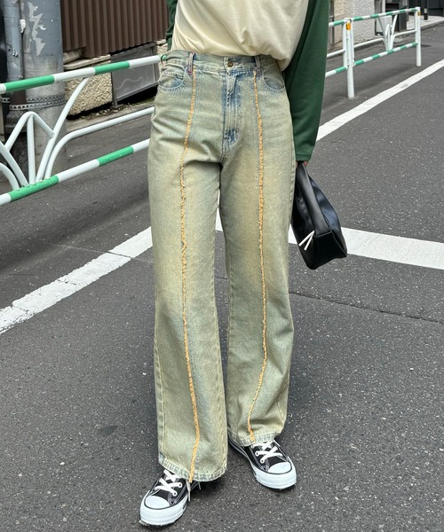 CIAOPANIC(チャオパニック)の「オーバーダイセンターラインフリンジストレートデニムパンツ(デニムパンツ・レディース・サックスブルー・MEDIUM/SMALL/X-SMALL)」の20枚目の写真