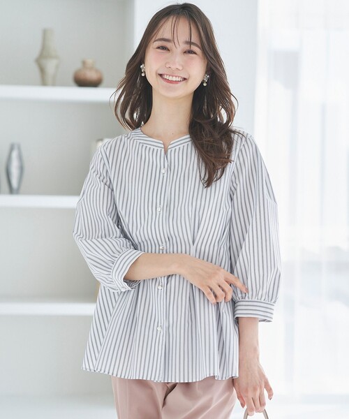 ANY SIS(エニィスィス)の「【洗える】タックペプラムシャツ ブラウス(シャツ/ブラウス・レディース・スカイブルー系1/ホワイト系1・2)」の4枚目の写真