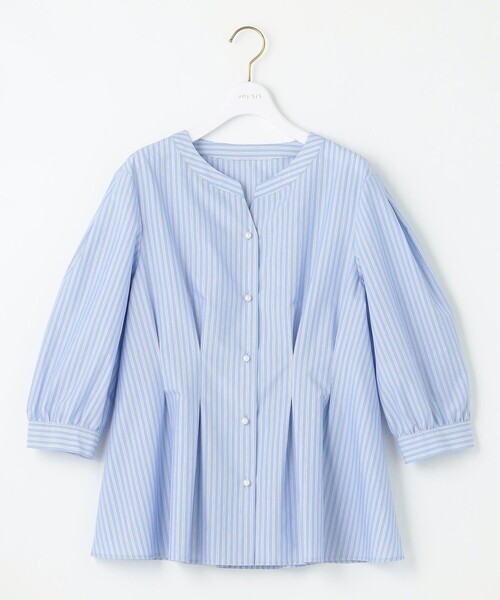 ANY SIS(エニィスィス)の「【洗える】タックペプラムシャツ ブラウス(シャツ/ブラウス・レディース・スカイブルー系1/ホワイト系1・2)」の7枚目の写真