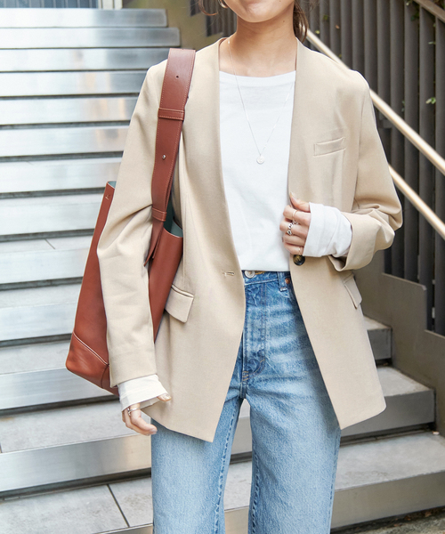 未使用 スピックアンドスパン24SS ドライダブルクロスジャケット Spick & Span｜《追加》ドライダブルクロスVカラージャケット