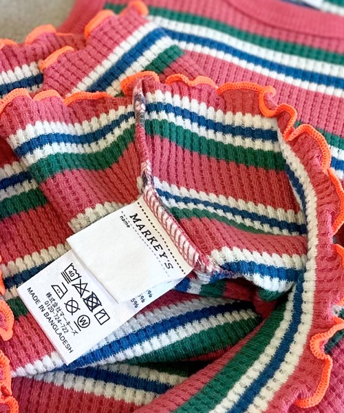 HOGAN RANCH WEAR（ホーガンランチウエア）の「先染ボーダーワッフルタンクトップ（80～150cm）（タンクトップ・キッズ・グリーン/ピンク/ライトブルー・80/90/100/110/120/130/140/150）」の6枚目の写真