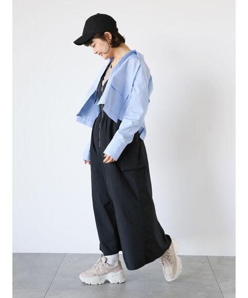 ehka sopo(エヘカソポ)の「ショート丈ストライプビックポケットシャツ(シャツ/ブラウス・レディース・ピンク/サックスブルー/ミント・F)」の4枚目の写真