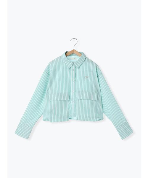 ehka sopo(エヘカソポ)の「ショート丈ストライプビックポケットシャツ(シャツ/ブラウス・レディース・ピンク/サックスブルー/ミント・F)」の11枚目の写真