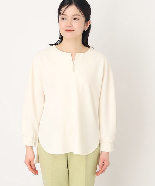THE SHOP TK (ザ ショップ ティーケー )の「◆キーネックスキッパー【洗濯機OK】(シャツ/ブラウス・レディース・ベージュ/オフホワイト/チャコールグレー・12/13)」の4枚目の写真