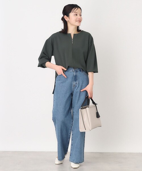 THE SHOP TK (ザ ショップ ティーケー )の「◆キーネックスキッパー【洗濯機OK】(シャツ/ブラウス・レディース・ベージュ/オフホワイト/チャコールグレー・12/13)」の12枚目の写真
