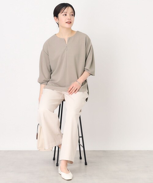 THE SHOP TK (ザ ショップ ティーケー )の「◆キーネックスキッパー【洗濯機OK】(シャツ/ブラウス・レディース・ベージュ/オフホワイト/チャコールグレー・12/13)」の16枚目の写真