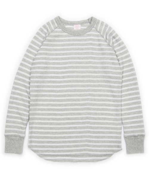 JEMORGAN(ジェーイーモーガン)の「【JEMORGAN / ジェーイーモーガン】ワッフルラグランボーダークルーロンT(パック入り)(Tシャツ/カットソー・レディース・ネイビー系1/ホワイト/グリーン/ワインレッド/杢グレー/ネイビー系2/グレー系1/ナチュラル・F)」の3枚目の写真