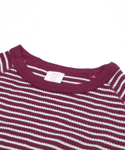 JEMORGAN(ジェーイーモーガン)の「【JEMORGAN / ジェーイーモーガン】ワッフルラグランボーダークルーロンT(パック入り)(Tシャツ/カットソー・レディース・ネイビー系1/ホワイト/グリーン/ワインレッド/杢グレー/ネイビー系2/グレー系1/ナチュラル・F)」の12枚目の写真