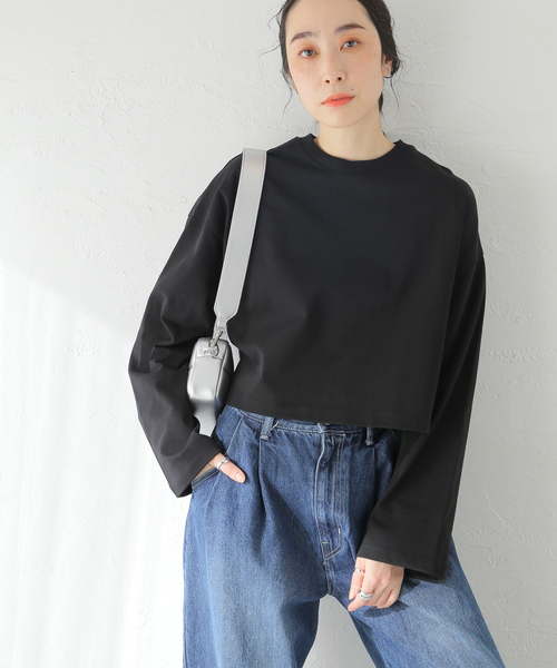 JOURNAL STANDARD（ジャーナルスタンダード）の「クロップドカラーTEE（Tシャツ/カットソー・レディース・ブラック/ホワイト/ピンク・FREE）」の14枚目の写真