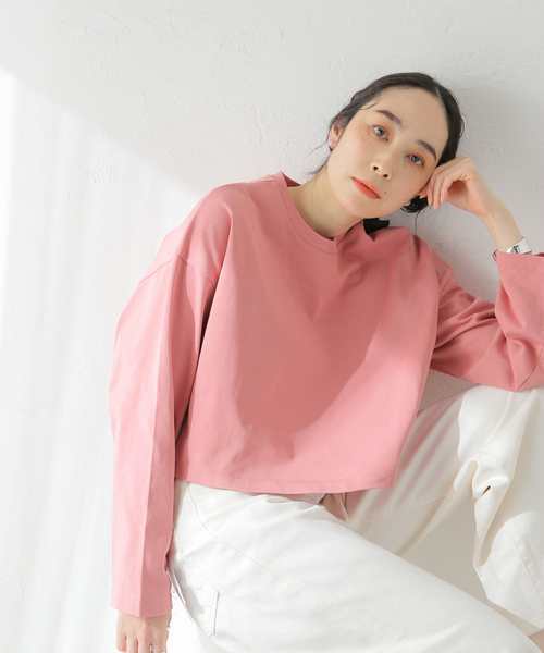 JOURNAL STANDARD（ジャーナルスタンダード）の「クロップドカラーTEE（Tシャツ/カットソー・レディース・ブラック/ホワイト/ピンク・FREE）」の9枚目の写真