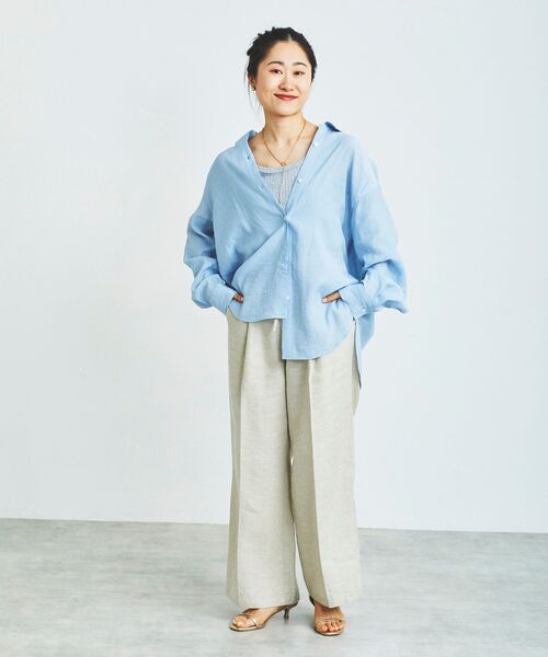 le.coeur blanc（ルクールブラン）の「楊柳シアーオーバーシャツ（シャツ/ブラウス・レディース・サックスブルー/ブラック/オフホワイト・38）」の16枚目の写真