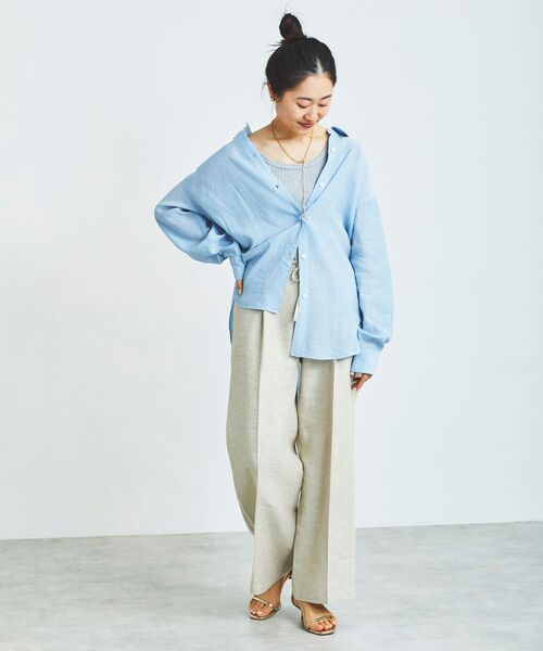 le.coeur blanc（ルクールブラン）の「楊柳シアーオーバーシャツ（シャツ/ブラウス・レディース・サックスブルー/ブラック/オフホワイト・38）」の18枚目の写真