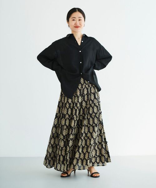 le.coeur blanc（ルクールブラン）の「楊柳シアーオーバーシャツ（シャツ/ブラウス・レディース・サックスブルー/ブラック/オフホワイト・38）」の6枚目の写真