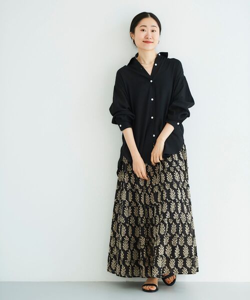 le.coeur blanc（ルクールブラン）の「楊柳シアーオーバーシャツ（シャツ/ブラウス・レディース・サックスブルー/ブラック/オフホワイト・38）」の7枚目の写真