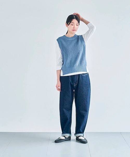 HAU(ハウ)の「ニットベスト cotton vintage(ベスト・レディース・ブルー/ブラック/ベージュ・ONE SIZE)」の14枚目の写真