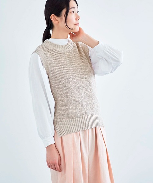 HAU(ハウ)の「ニットベスト cotton vintage(ベスト・レディース・ブルー/ブラック/ベージュ・ONE SIZE)」の15枚目の写真