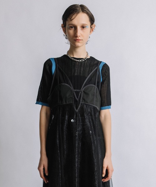 AULA AILA（アウラアイラ）の「シアーリブラインニット（ニット/セーター・レディース・ブラック/ブルー/ネイビー/オフホワイト・0）」の2枚目の写真