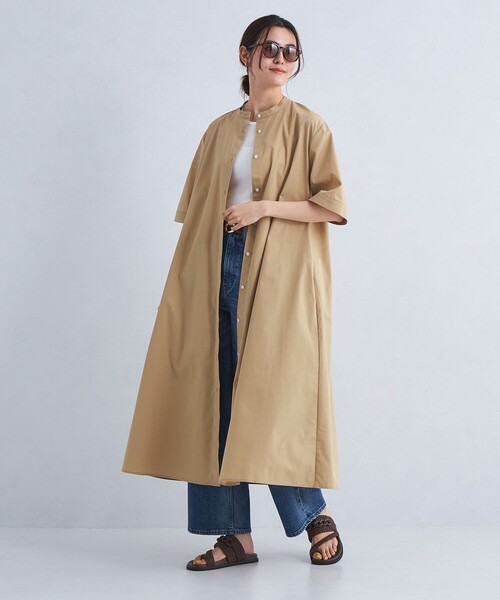 新品 グリーンレーベルリラクシング ライトブルー バンドカラーシャツワンピース green label relaxing（グリーンレーベルリラクシング）の