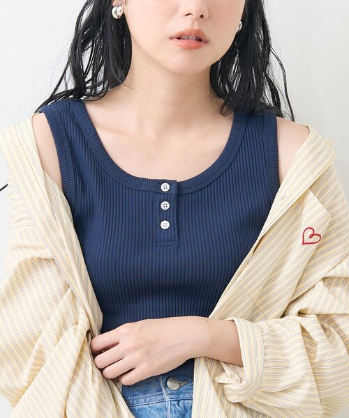 FREAK'S STORE（フリークスストア）の「リブ ヘンリータンクトップ（タンクトップ・レディース・ネイビー/オフホワイト/ブラック/ライトグレー/その他・フリー）」の8枚目の写真