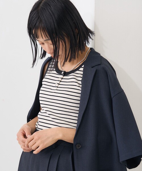 FREAK'S STORE（フリークスストア）の「リブ ヘンリータンクトップ（タンクトップ・レディース・ネイビー/オフホワイト/ブラック/ライトグレー/その他・フリー）」の10枚目の写真