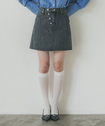 PUBLIC TOKYO | 【残りわずか】BLACKDENIM MINISKIRT/デニムミニスカート(デニムスカート)