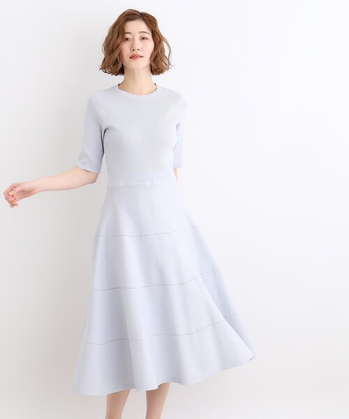 grove（グローブ）の「アイレットリブニットワンピース（ワンピース・レディース・ブラック/ナチュラル/サックスブルー・01/02/03/04/05）」の9枚目の写真