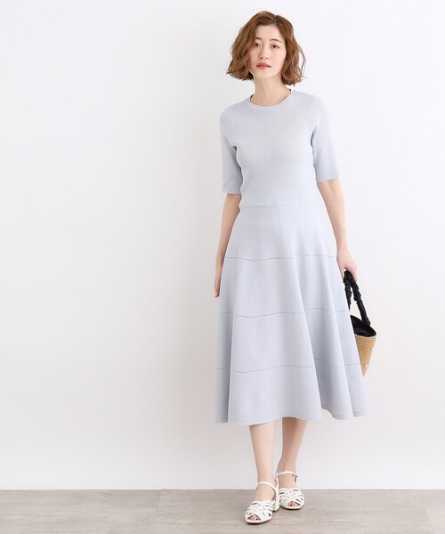 grove（グローブ）の「アイレットリブニットワンピース（ワンピース・レディース・ブラック/ナチュラル/サックスブルー・01/02/03/04/05）」の8枚目の写真