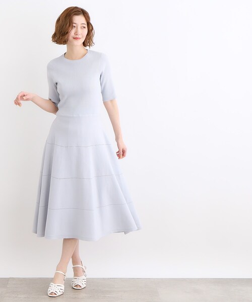 grove（グローブ）の「アイレットリブニットワンピース（ワンピース・レディース・ブラック/ナチュラル/サックスブルー・01/02/03/04/05）」の7枚目の写真