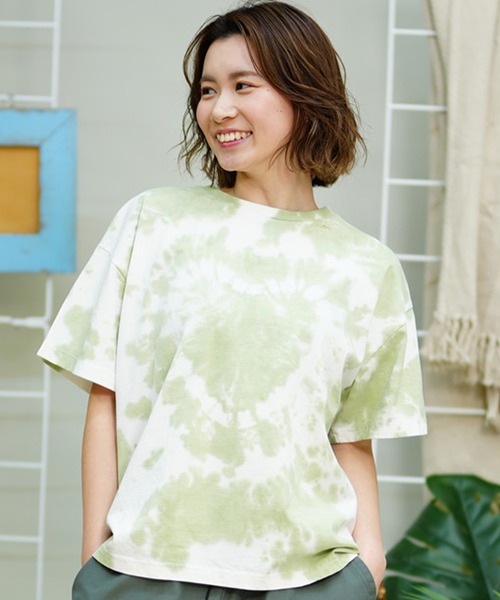 ROXY(ロキシー)の「ROXY/ロキシー 半袖Tシャツ タイダイ柄 ハート RST242614T(Tシャツ/カットソー・レディース・ピンク系その他/グリーン系その他/ブラック系その他・L/M)」の3枚目の写真