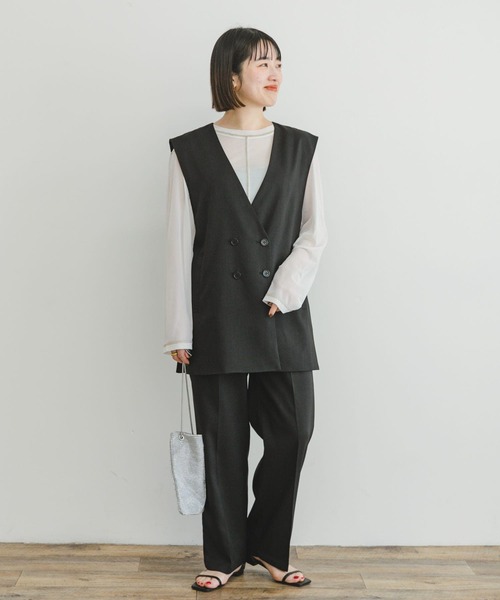 ITEMS URBANRESEARCH（アイテムズ アーバンリサーチ）の「ジレ×パンツセット（パンツドレス・レディース・カーキ/ブラック・FREE）」の5枚目の写真