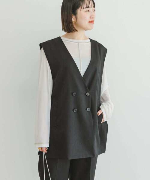 ITEMS URBANRESEARCH（アイテムズ アーバンリサーチ）の「ジレ×パンツセット（パンツドレス・レディース・カーキ/ブラック・FREE）」の9枚目の写真