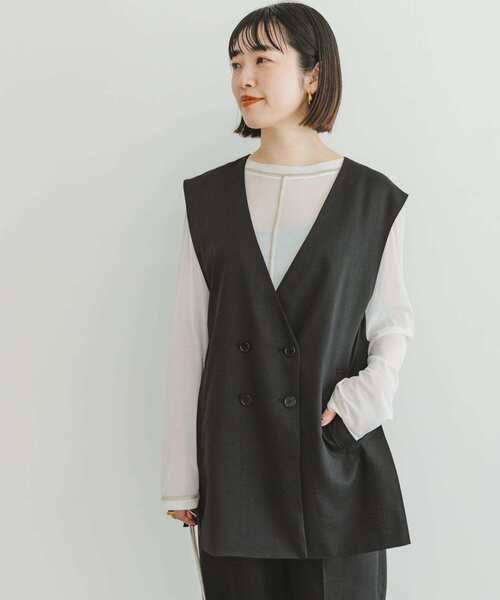 ITEMS URBANRESEARCH（アイテムズ アーバンリサーチ）の「ジレ×パンツセット（パンツドレス・レディース・カーキ/ブラック・FREE）」の10枚目の写真