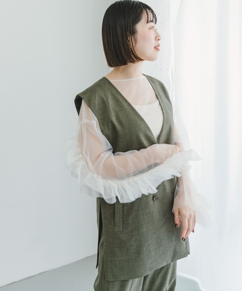 ITEMS URBANRESEARCH（アイテムズ アーバンリサーチ）の「ジレ×パンツセット（パンツドレス・レディース・カーキ/ブラック・FREE）」の22枚目の写真