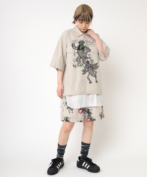 RNA(アールエヌエー)の「T1007 コンフューズキャラストライプショーツ(その他パンツ・レディース・ベージュ/ブルー/アイボリー・MEDIUM)」の12枚目の写真