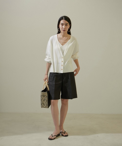 SALON adam et rope'（サロン アダム エ ロペ）の「【洗える】リネンハーフパンツ/ショートパンツ（その他パンツ・レディース・ブラック/ベージュ系その他・S/M）」の13枚目の写真