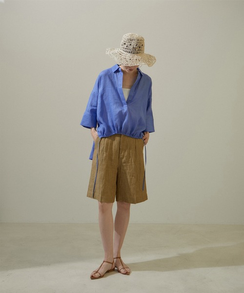 SALON adam et rope'（サロン アダム エ ロペ）の「【洗える】リネンハーフパンツ/ショートパンツ（その他パンツ・レディース・ブラック/ベージュ系その他・S/M）」の14枚目の写真