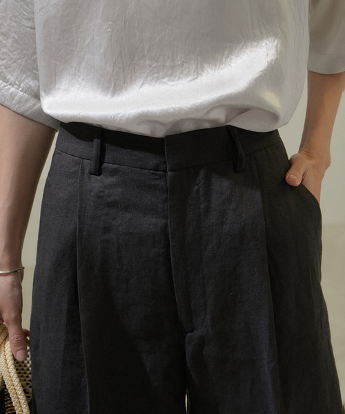 SALON adam et rope'（サロン アダム エ ロペ）の「【洗える】リネンハーフパンツ/ショートパンツ（その他パンツ・レディース・ブラック/ベージュ系その他・S/M）」の18枚目の写真