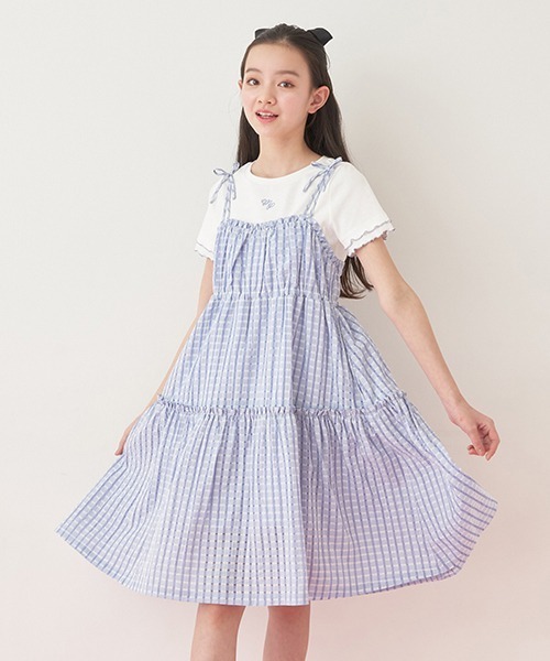 希少　メゾピアノ　ニット　キャミワンピース　L キッズ　ブランド　棉100美品 くるみ割り人形柄キャミワンピース(90cm 紺): キッズ - ナルミヤ