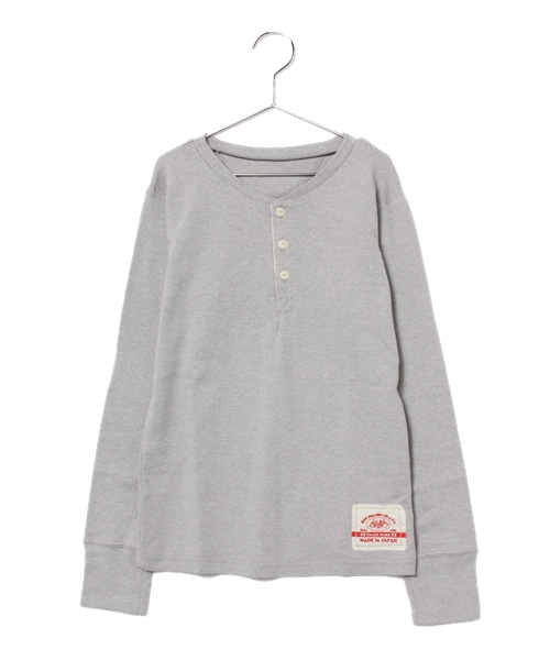 One deux boo(ワンドゥーブー)の「ヘンリ-ネック長袖Tee(Tシャツ/カットソー・キッズ・レッド/グレー/ナチュラル・150/140)」の1枚目の写真