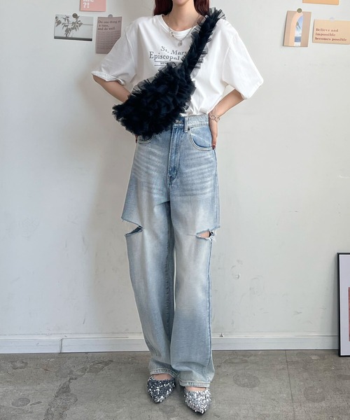 Futier land(フューティアランド)の「オーガンジーチュールフリルボディーバッグ(ボディバッグ/ウエストポーチ・レディース・ブラック/グレー/オフホワイト/グリーン・FREE)」の14枚目の写真