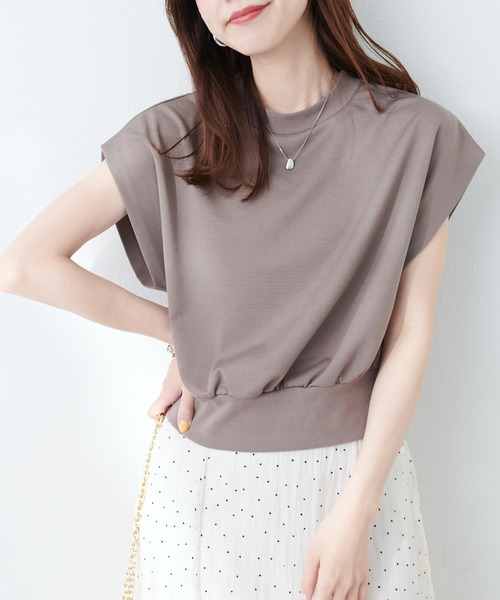 natural couture（ナチュラルクチュール）の「【WEB限定】きれいめポンチフレンチスリーブTOPS（タンクトップ・レディース・ライトグレー/ピンク/オフホワイト/ブラック/グレイッシュベージュ/サックスブルー・FREE）」の21枚目の写真