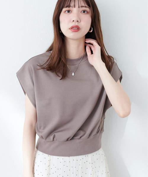 natural couture（ナチュラルクチュール）の「【WEB限定】きれいめポンチフレンチスリーブTOPS（タンクトップ・レディース・ライトグレー/ピンク/オフホワイト/ブラック/グレイッシュベージュ/サックスブルー・FREE）」の22枚目の写真