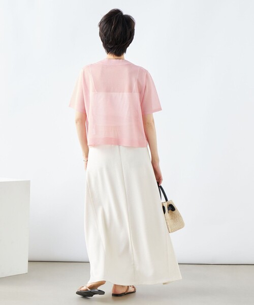 NOLLEY’S(ノーリーズ)の「《手洗い可能》シアーハイネック天竺半袖プルオーバーニット(ニット/セーター・レディース・ピンク/ベージュ/ブラック・38)」の16枚目の写真