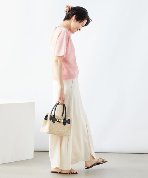 NOLLEY’S(ノーリーズ)の「《手洗い可能》シアーハイネック天竺半袖プルオーバーニット(ニット/セーター・レディース・ピンク/ベージュ/ブラック・38)」の17枚目の写真